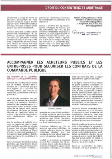 Commande publique par Maître CAMIERE : Article Journal du Management Juridique